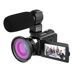 Andoer 4K 1080P 48MP WiFi Câmera de vídeo digital Gravador de filmagem com lente de macro grande angular 0.39X Microfone externo Novatek Chip 3inch Touchscreen capacitivo IR Night View Infrared