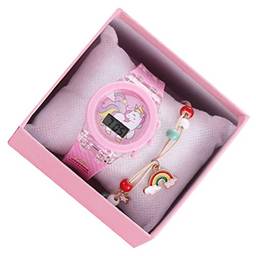 Scicalife Kid Relógio de Pulso Relógio Digital Unicórnio Adorável Luminous Relógio de Pulso Com Pulseira E Caixa de Presente para Crianças Menina Miúdo Rosa