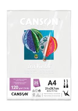 CANSON Iris Vivaldi, Papel Colorido A4 em Pacote de 25 Folhas Soltas, Gramatura 120 g/m², Cor Branco (01)