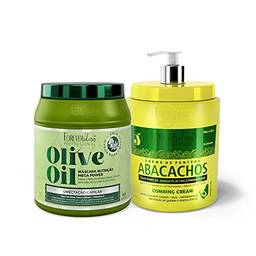 Kit Umectação De Abacate Com Máscara Olive Oil 950G Com Creme De Pentear Abacachos