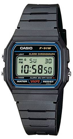 Casio Relógio esportivo digital clássico com pulseira de resina F91W-1