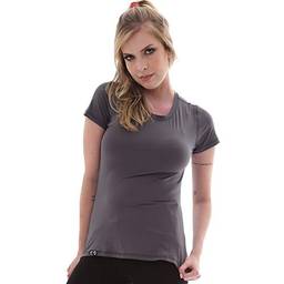 Camiseta UV Protection Feminina Manga Curta UV50+ Tecido Ice Dry Fit Secagem Rápida – G Cinza