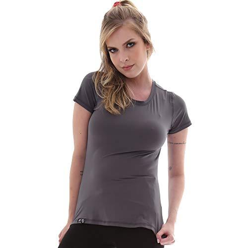Camiseta UV Protection Feminina Manga Curta UV50+ Tecido Ice Dry Fit Secagem Rápida – M Cinza