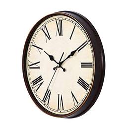 BESPORTBLE Relógio de parede vintage com algarismos romanos redondos europeus, relógio de parede decorativo grande 3D para sala de estar, quarto, cozinha, relógio de hora