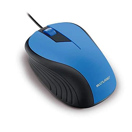 Mouse Com Fio Wave Conexão USB 1200dpi Cabo de 130cm 3 Botões Textura Emborrachada Azul - MO226