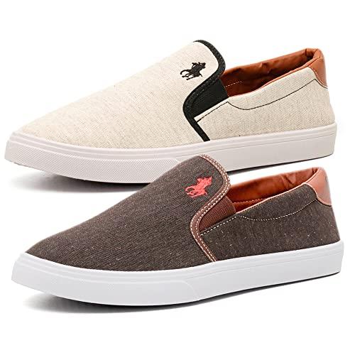 Kit 2 pares tênis masculino Polo suit casual sapatenis confortavel slip on calce facil