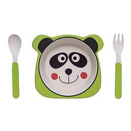 Kit Alimentação Panda Eco Girotondo Baby - 3 unidades, Girotondo Baby, Verde/Branco/Preto/Vermelho