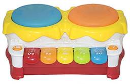 Piano E Tambor Infantil Brinquedo Instrumento Musical De Bebe Com Luz E Som Musical