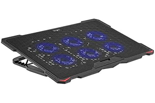 Bright Cooler para Notebook 6 Fans (6 Ventoinhas) LED e USB Hub Preto Bright, 1500 RPM, Ruído 20dBA