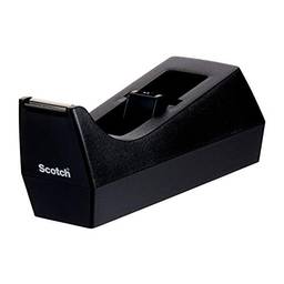 Scotch Dispensador de fita de mesa, ótimo para embrulho de presente, pacote com 3, pesado, base antiderrapante, preto, feito de plástico 100% reciclado (C-38-3PK-SIOC)