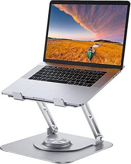 Suporte de laptop para mesa, suporte de computador ajustável com base giratória de 360 °, suporte de laptop ergonômico para trabalho colaborativo, suporte de laptop dobrável e portátil, adequado para todos os laptops de 10 a 17 " (prata)