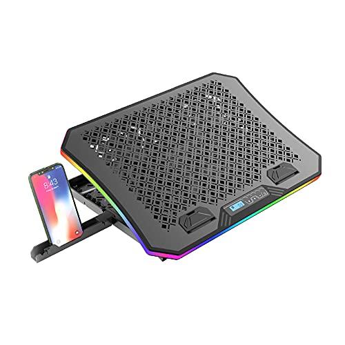 Base para Notebook C3Tech NBC-600BK até 17" Gaming - Refrigerada com 6 ventoinhas, Display LCD 2USB RGB, para notebook de 10-17", Ângulo de ajuste: 6,5-50graus