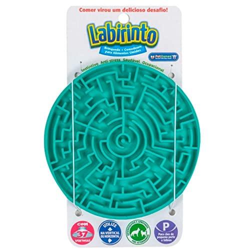 Labirinto Verde-Água P Pet Games-Tapete para Lamber e Comedouro para Cães