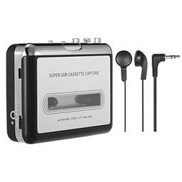 Andoer Cassete USB Captura de fita Cassete Conversor de fita para MP3 em computador Estéreo HiFi Qualidade de som Mega Bass Audio Music Player com fone de ouvido