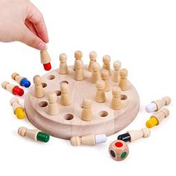 Jogo de xadrez com memória de cores, material de madeira, com dados, Brinquedos educativos, Cognição de cores para crianças do jardim de infância com idade maior de 3 anos, Sunbaca