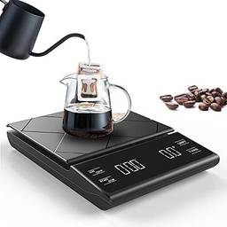 BAAD Balança de café com temporizador, Balanca Digital Cozinha 0.1g a 3kg Fitness Alta Precisao Casa Comida Saude, Mini Balança de cozimento