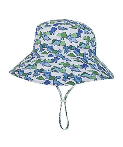 Chapéu de sol para bebê verão chapéus para menino de bebê UPF 50+ Proteção solar para criança chapéu balde para bebê menina boné ajustável (dinossauro, 48-50 cm / 6-24 Months)