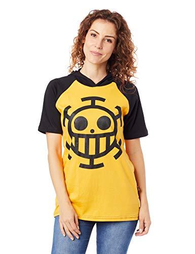 Camiseta One Piece Law Com Capuz, Piticas, adulto e infantil unissex, Preto, 14