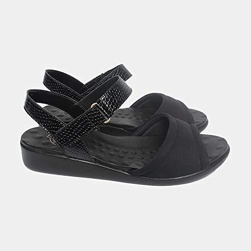 Sandália com Velcro Malu Super Comfort Ester Feminino Preto 35
