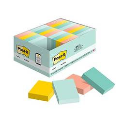 Post-it Mini Notes, 3,8 x 5 cm, 24 blocos, notas adesivas favoritas número 1 dos EUA, coleção Marselha, cores pastel (rosa, menta, amarelo), reciclável (653-24APVAD)