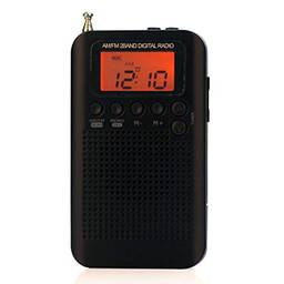 Mini Radio, Romacci HRD-104 Rádio estéreo AM/FM portátil de bolso Rádio de sintonia digital de 2 bandas Mini receptor de rádio ao ar livre com cordão de fone de ouvido Tela LCD de 1,3 polegadas