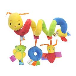 Lianai Brinquedos de chocalhos pendurados para berço de bebê, brinquedo de carrinho de bebê em espiral com campainha para bebês, assento de carro de bebê, brinquedo de pelúcia em espiral para meni