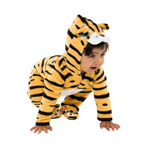 Pijama Macacão Infantil Fleece Felpudo de Biichinhos (12 Meses, Tigre)