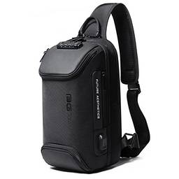 LuckyWin Shoulder Bag bolsa transversal masculina bolsa masculina bolsa antifurto Fechadura de combinação anti-roubo TSA, carregamento USB, à prova de choque e respirável (cinza)