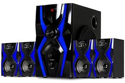 Home Theater Bluetooth 280w com Subwoofer 5.1 e 4 Caixas acústicas Controle de Som estéreo Conexão Rca Rádio Fm Leitor de Usb Cartão Sd (Azul)