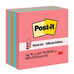 Notas Adesivas Post-it, 7,6 x 7,6 cm, 5 blocos, cores sortidas, remoção limpa, reciclável (3301-5AN)