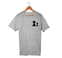 Camiseta Unissex Charlie Snoopy Desenho Nostalgico 100% Algodão (Cinza, P)