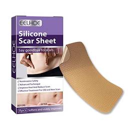 Mibee 8 Pçs Folhas de Silicone para Cicatrizes Segurança Suave Inodoro Confortável Desvanecer Cicatrizes Tratamento para Cicatrizes Velhas Novas