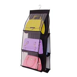 KKmoon Suporte de armazenamento de bolsa para guarda-roupas pendurado na bolsa com 6 bolsos maiores