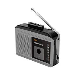 Qudai 233 toca-fitas portátil rádio AM FM alto-falante embutido com fone de ouvido de 3,5 mm