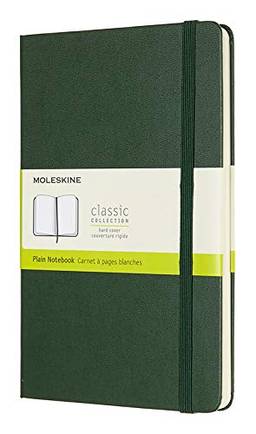 Moleskine Caderno clássico, capa dura, grande (12,7 cm x 21 cm), liso/branco, verde mira, 240 páginas