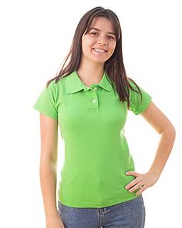 Camisa Gola Polo Feminina (G, Verde Limão)