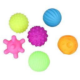 Conjunto de 6 bolas multicoloridas, texturizadas. Bola sensorial para bebês macia e segura para a praia (cor quente)