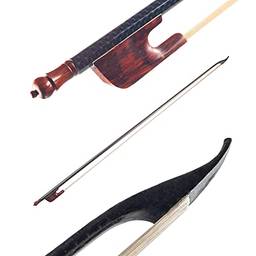 Strachey 4/4 Violino Arco de Violino Estilo Barroco Fibra de Carbono Folha Redonda Pto de Ébano Crina de Cavalo Branco Bem Equilibrada