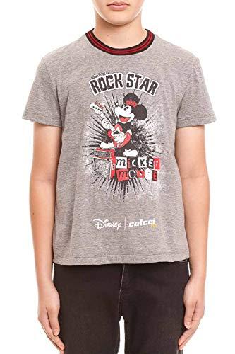 Camiseta Disney: Mickey Mouse Rock Star, Colcci Fun, Meninas, Mescla Grafite, 16