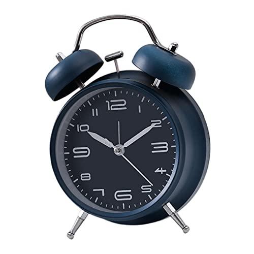 Baoblaze Relógio Despertador Mecânico com Campainha de Metal E Movimento Silencioso com Luz Noturna - Azul escuro
