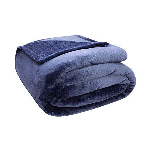 Cobertor Manta Velour Microfibra King 2,60mx2,40m 300g Neo Classico Azul Marinho