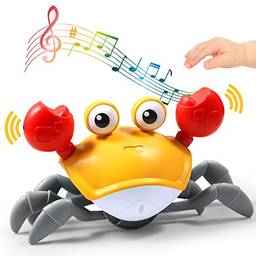 Caranguejo rastejante com sensor de tempo de barriga para bebês Brinquedo interativo de dança andando com sons e luzes de música bebê menino menina presente de aniversário