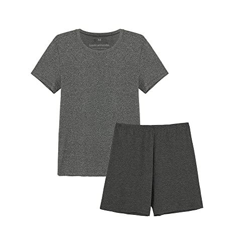 Conjunto Camiseta E Shorts Loungewear, basicamente., Masculino, Mescla Escuro, GG