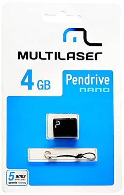 Pen Drive Nano 4GB USB Leitura 10MB/s e Gravação 3MB/s Preto Multilaser - PD052