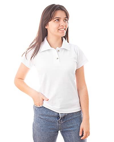Camisa Gola Polo Feminina (M, Branca)