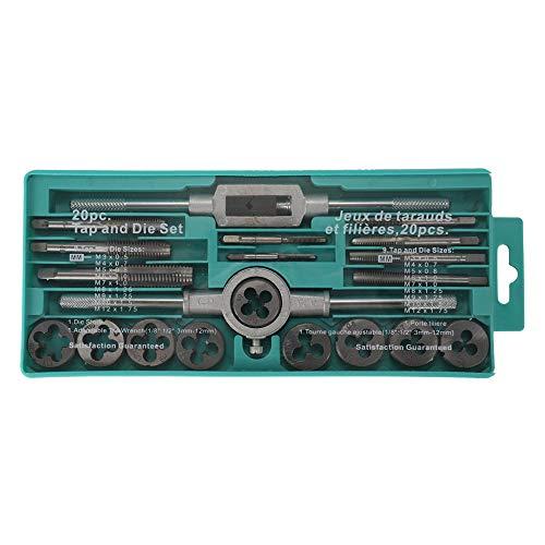 KKmoon Conjunto de torneiras e matrizes de liga de aço com chave ajustável, torção, ferramentas manuais, torneiras de parafuso de mãos