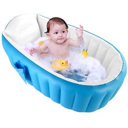 Banheira inflável Rehomy Baby, dobrável portátil, antiderrapante, mini piscina, infantil, grossa, para bebês de 0 a 3 anos, Azul