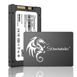 Somnambulist SSD 2TB SATA III 6GB/S Interno Disco Rígido Unidade De Estado Sólido De 2,5”7mm 3D NAND Chip Até 520 Mb/s Para Atualizar Computadores Laptop e Desktop (dragão negro 2tb)