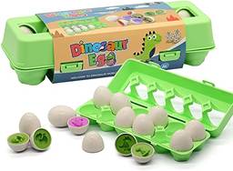 Combinando Ovos de Dino Brinquedos de Dinossauro Crianças Brinquedos de Bebê 12PCS para 2 3 4 5 6 anos de idade Reconhecimento de cores Habilidades motoras finas Brinquedos Montessori educativos precoces para crianças Ovos de páscoa para meninos meninas