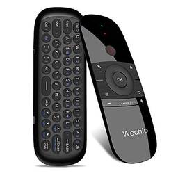 Docooler Controle Remoto Sem Fio Teclado Wechip W1 2.4G Air Mouse, infravermelho, 6 eixos de movimento Sense w Receptor/USB para Smart TV Android TV BOX PC Portátil